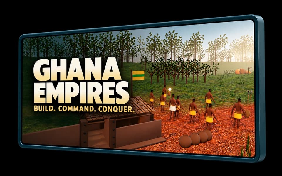 Ghana Empires on a teal-framed game display